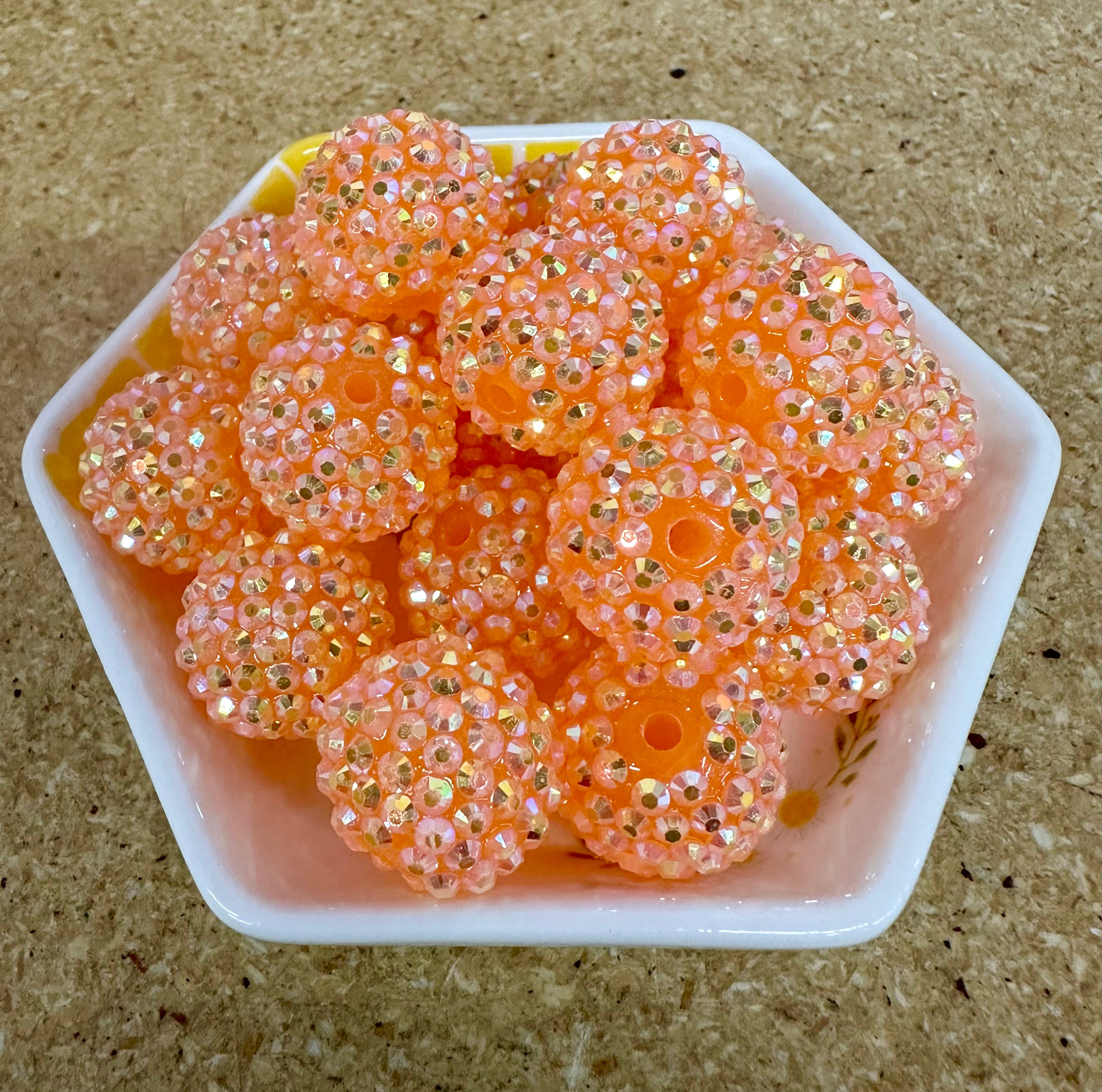 20mm Orange Rhinestone Beads, 50 pcs