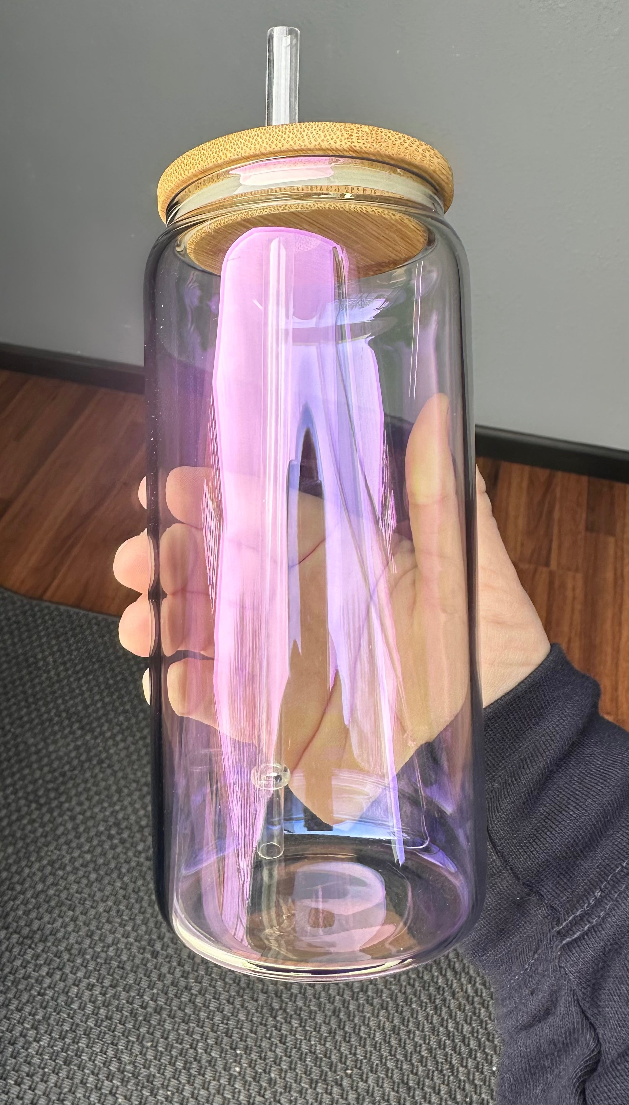 20 oz Pink/Purple Unicorn Glass Can Tumbler