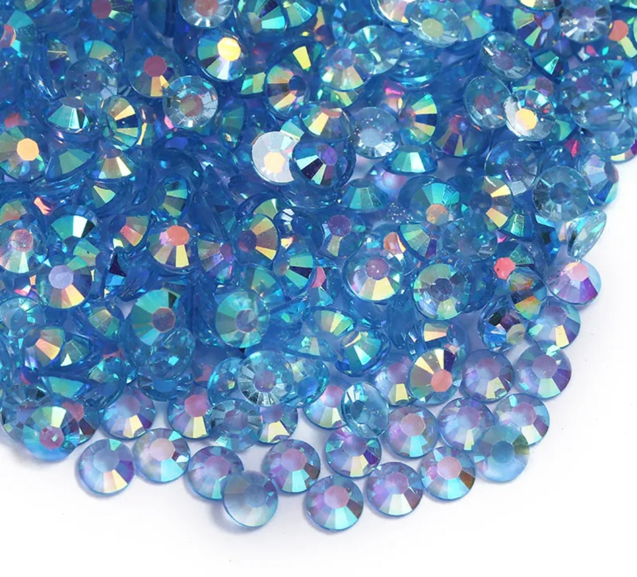 Resin Rhinestones, Light Sapphire AB Transparent