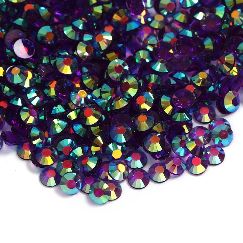 Resin Rhinestones, Grape Purple AB Transparent