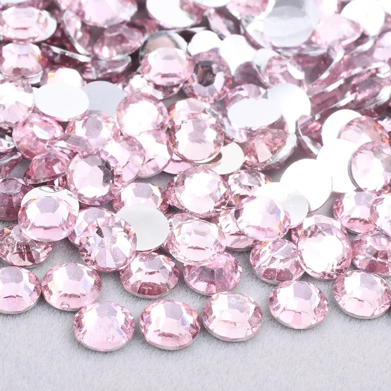 Resin Rhinestones, Pink Silver Back
