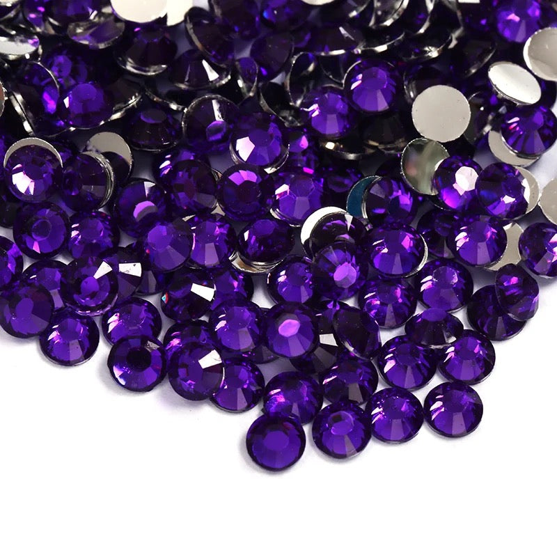 Resin Rhinestones, Grape Purple Silver Back