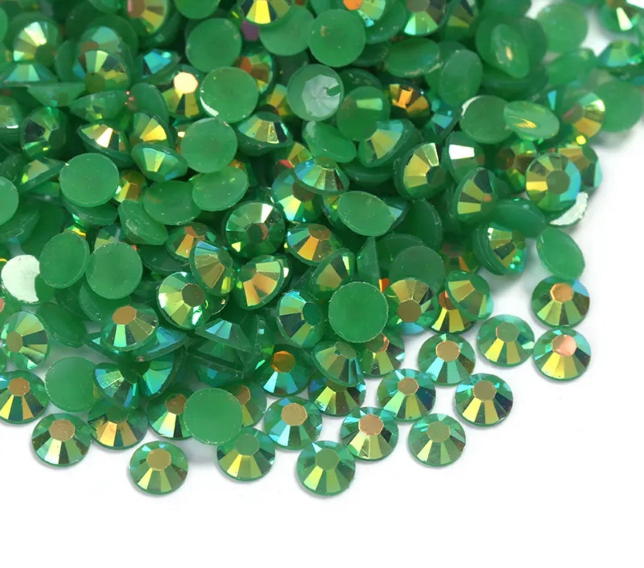 Resin Rhinestones, Emerald AB Jelly