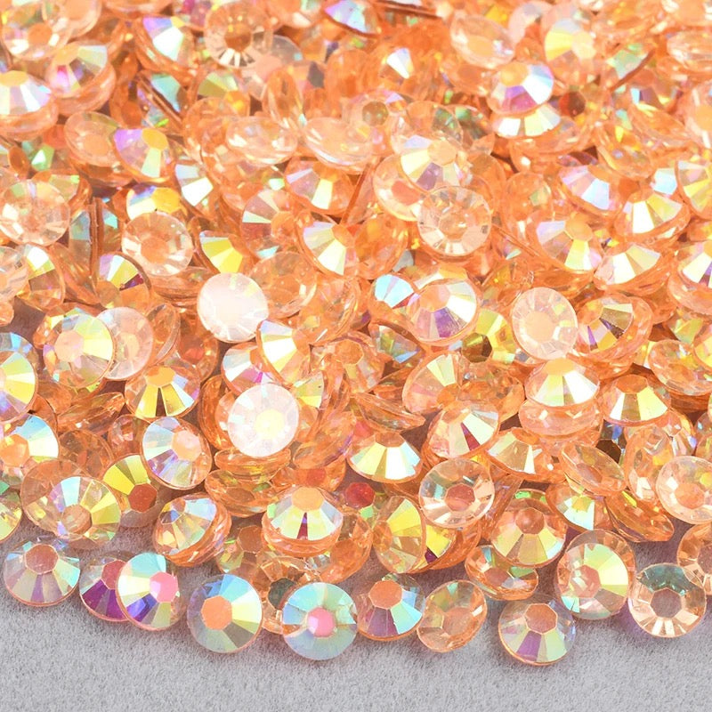 Resin Rhinestones, Transparent Light Peach AB