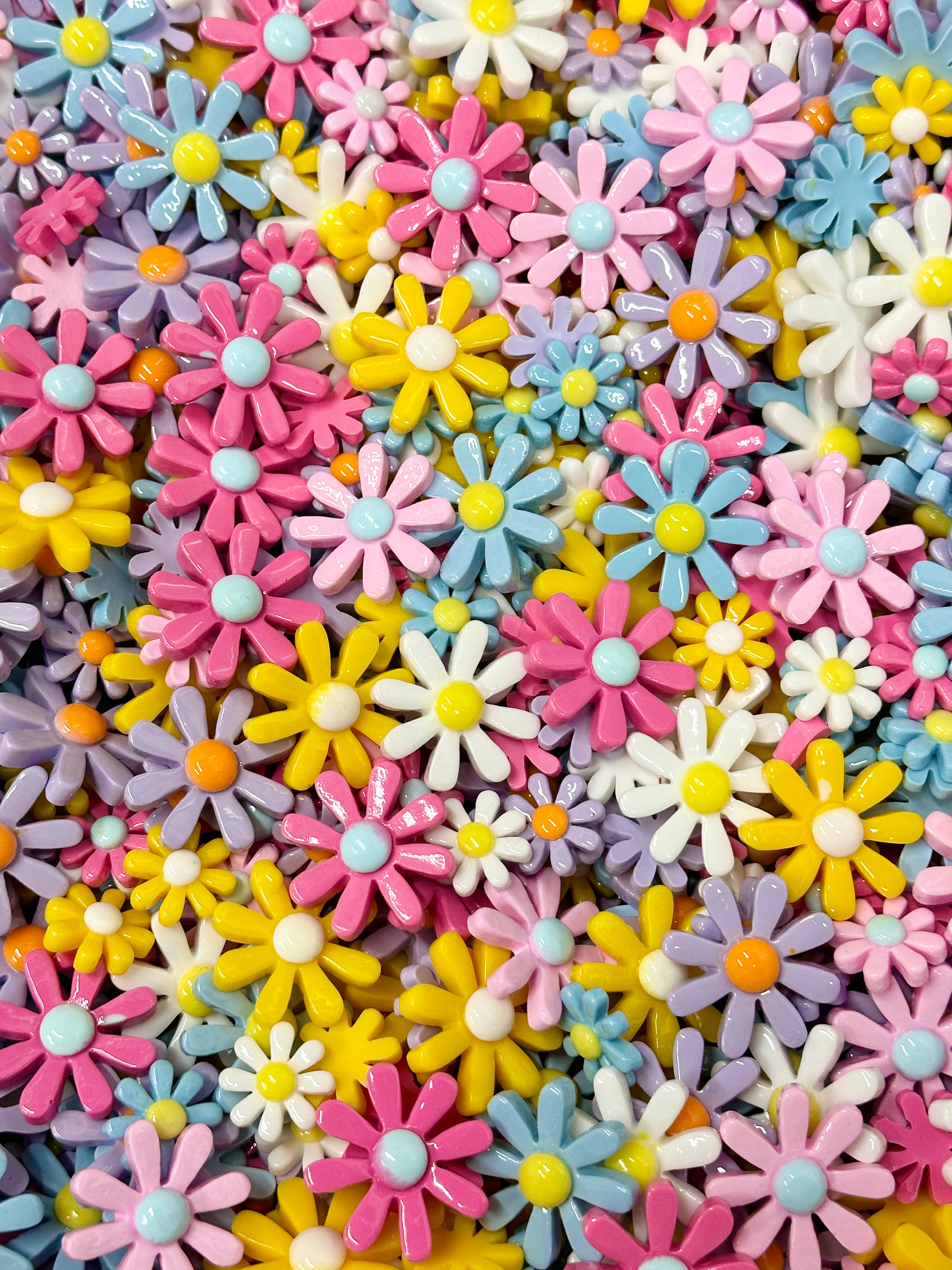 Resin Flat Back Flowers, New Mix #5, Assorted Colors