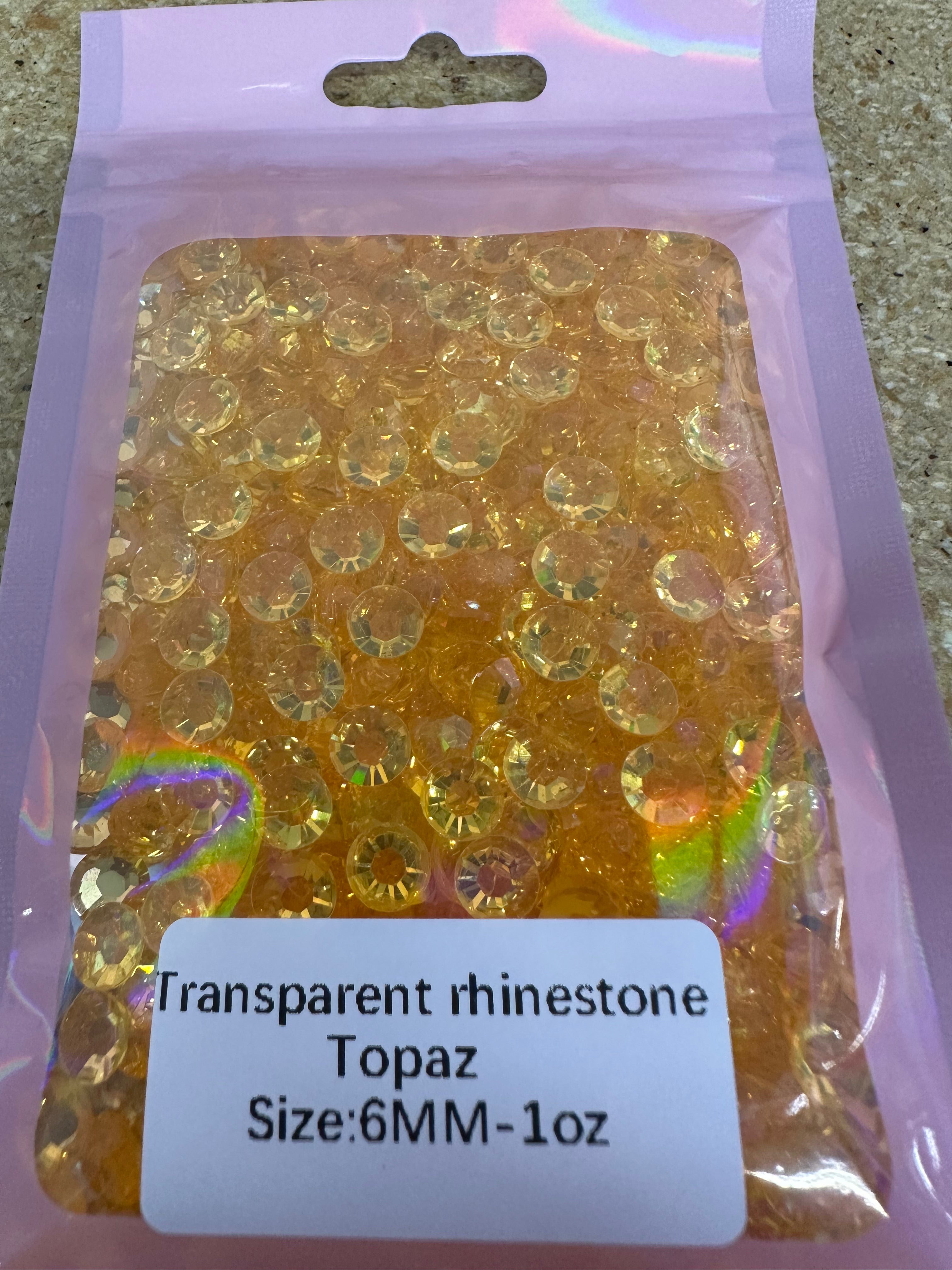 Resin Rhinestones, Topaz Transparent