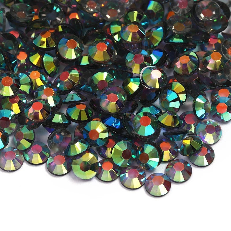 Resin Rhinestones, Black Diamond AB Transparent