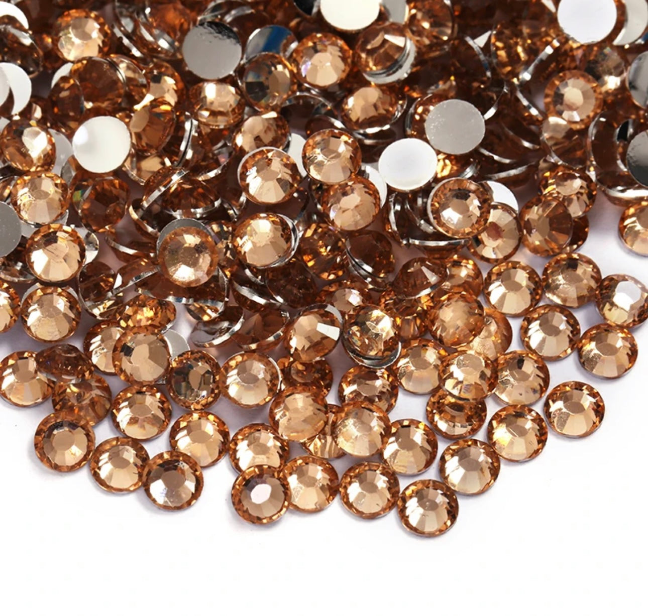 Resin Rhinestones, Light Peach Silver Back