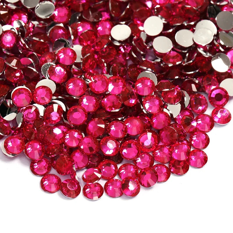 Resin Rhinestones, Rose Silver Back