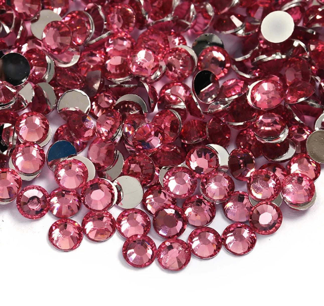 Resin Rhinestones, Light Rose Silver Back