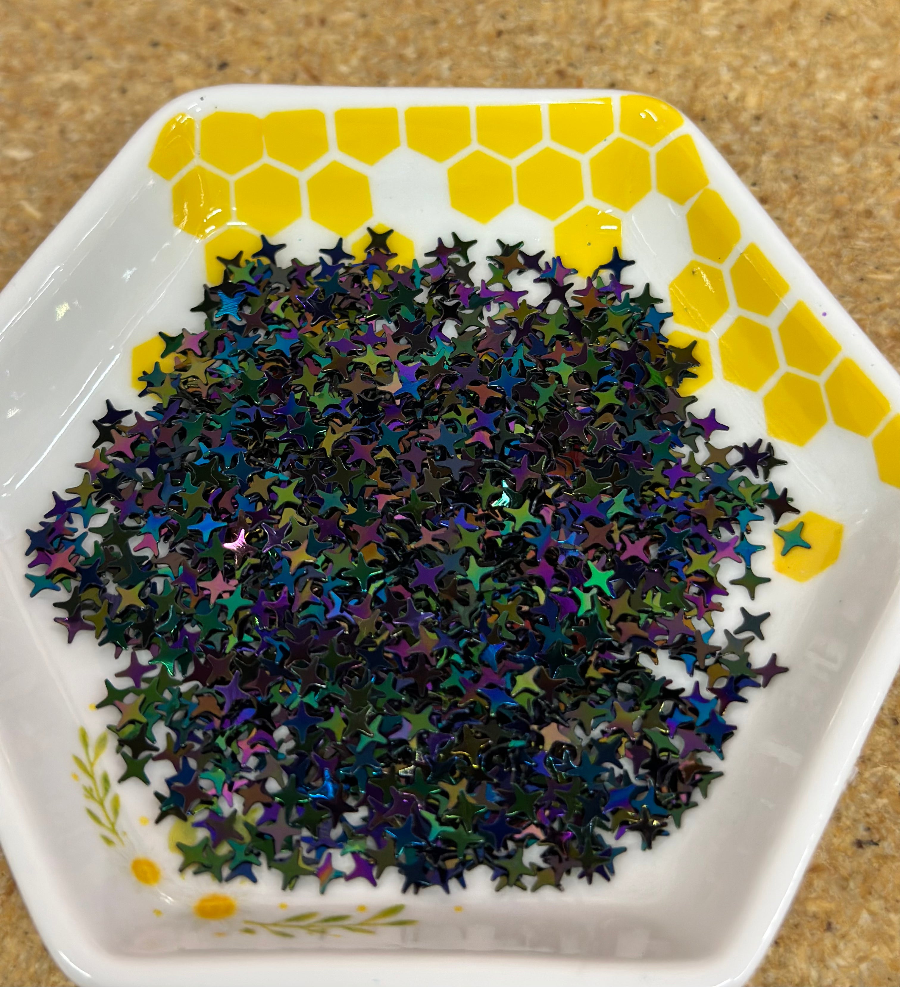 Shape Glitter, Oil Slick 4 Point Stars