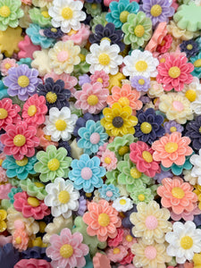 Resin Flat Back Flowers, New Mix #1, Assorted Colors