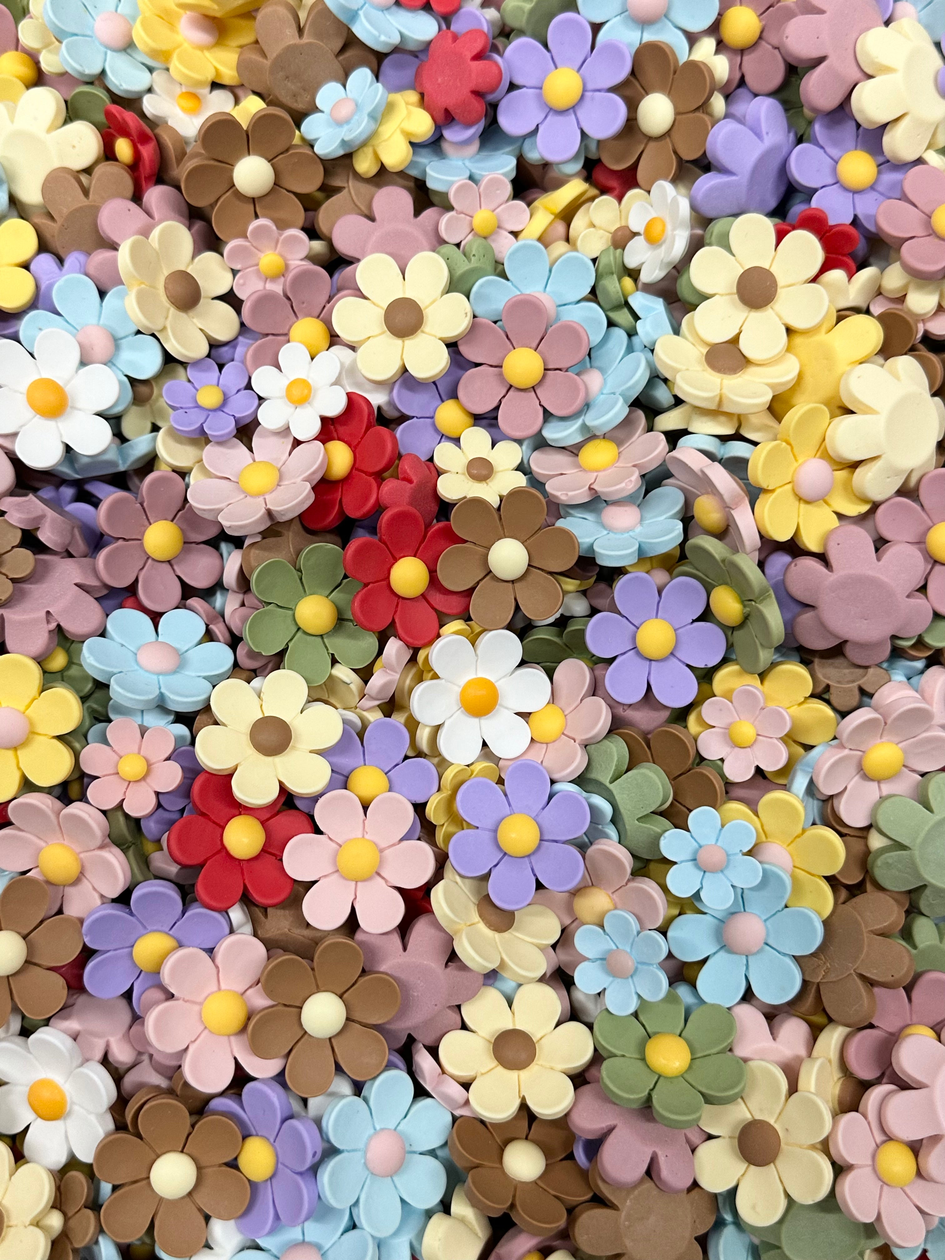 Resin Flat Back Flowers, New Mix #2, Assorted Colors