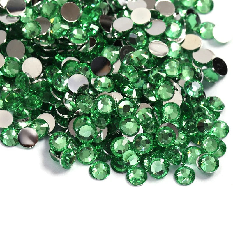 Resin Rhinestones, Peridot Silver Back