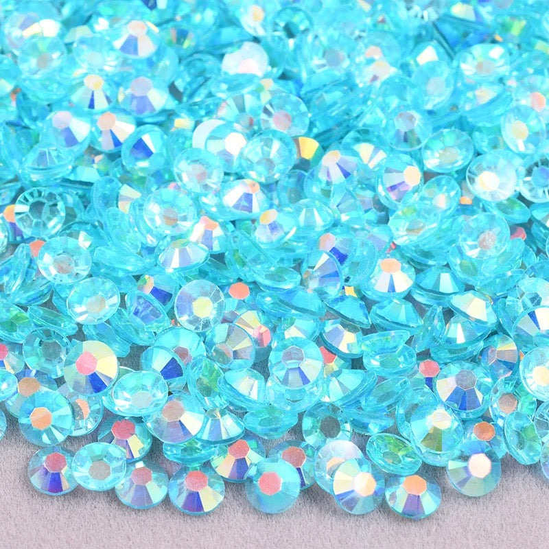 Resin Rhinestones, Aquamarine AB Transparent