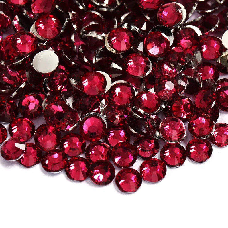 Resin Rhinestones, Fuchsia Silver Back