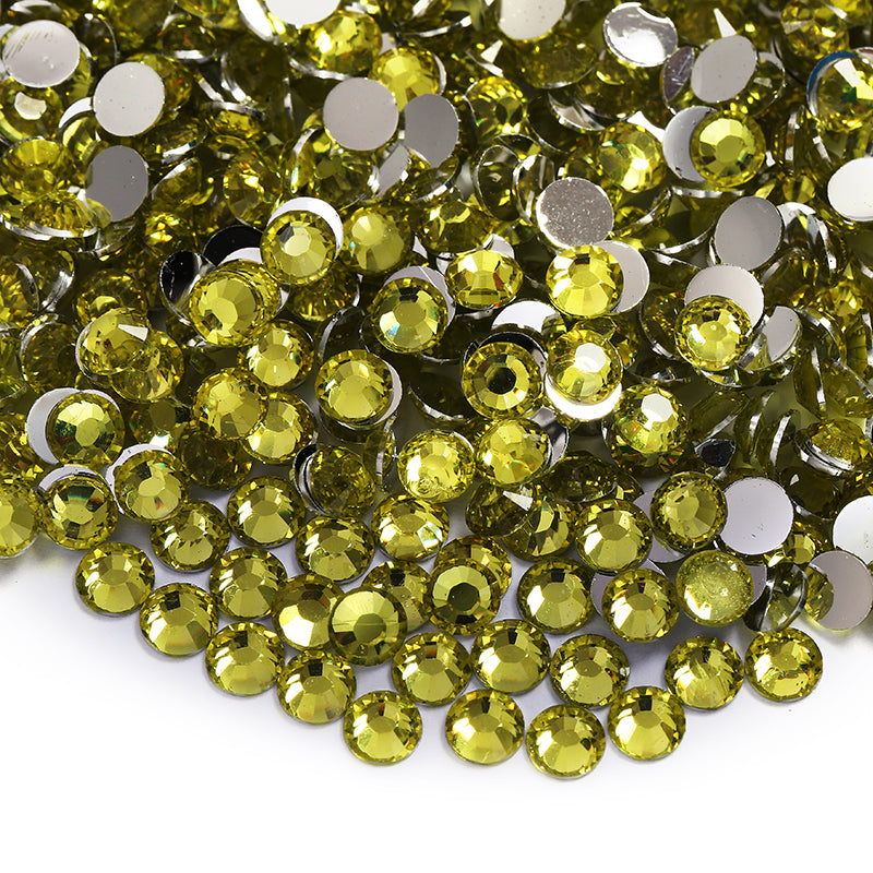 Resin Rhinestones, Citrine Silver Back