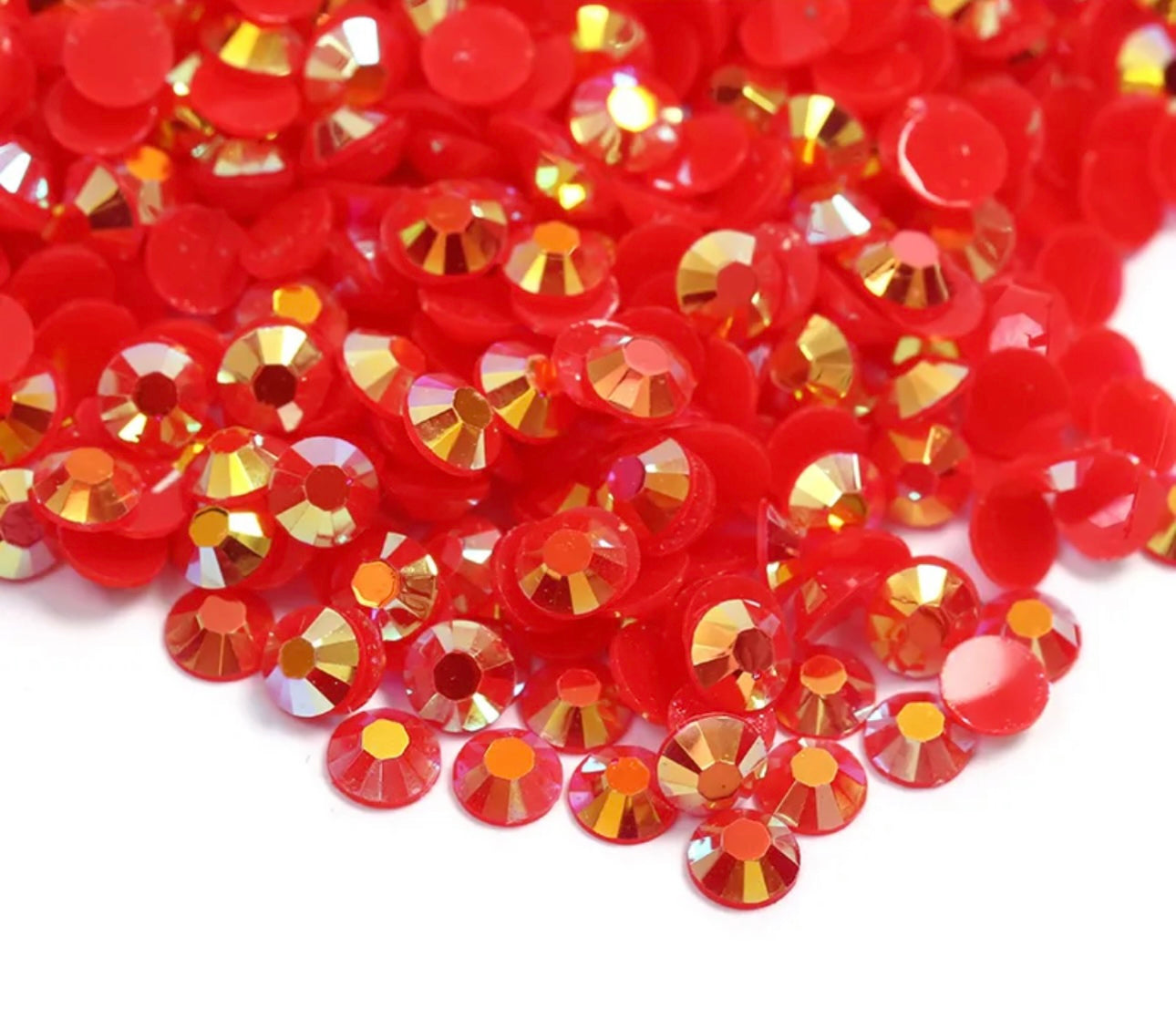 Resin Rhinestones, Light Siam AB Jelly