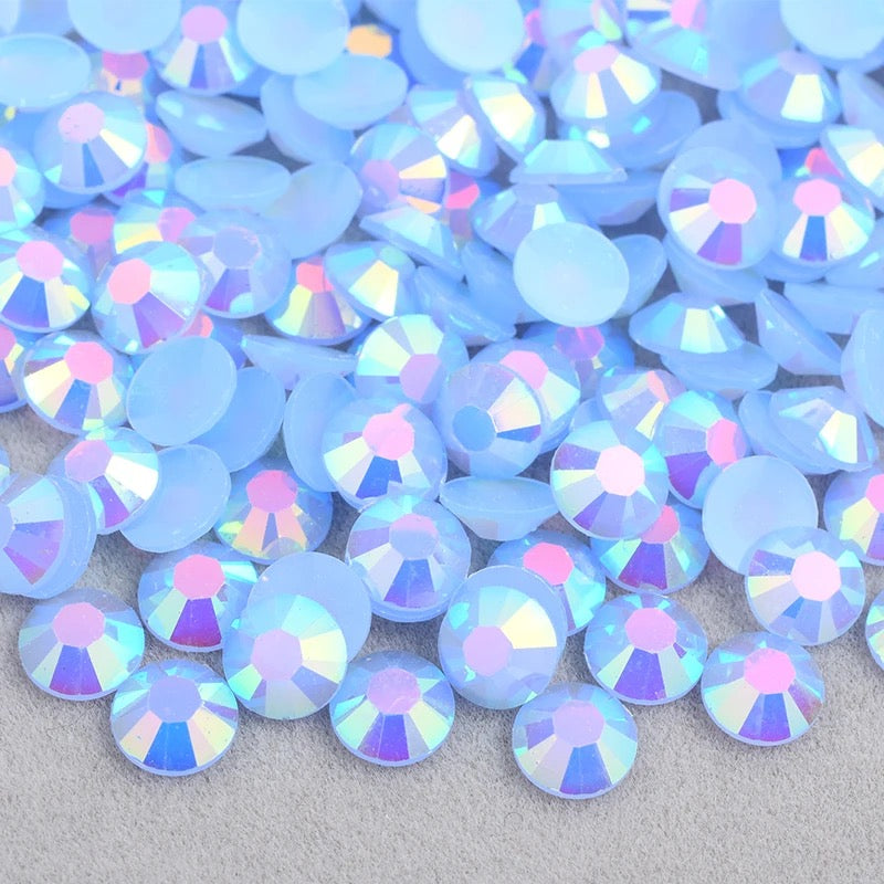 Resin Rhinestones, Light Blue  AB Jelly