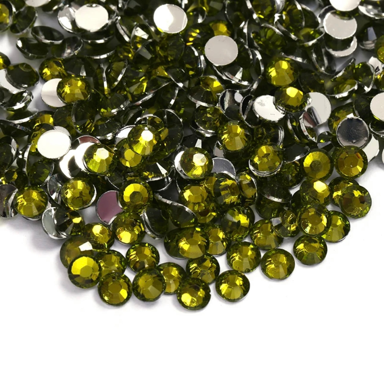 Resin Rhinestones, Olivine Silver Back