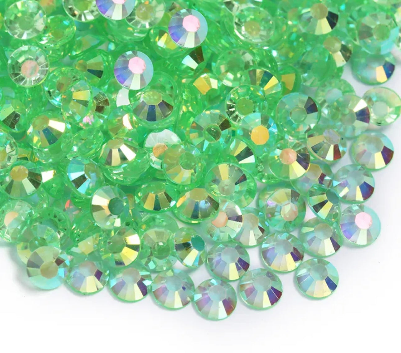 Resin Rhinestones, Peridot AB Transparent
