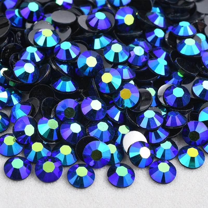Resin Rhinestones, Dark Blue AB Jelly