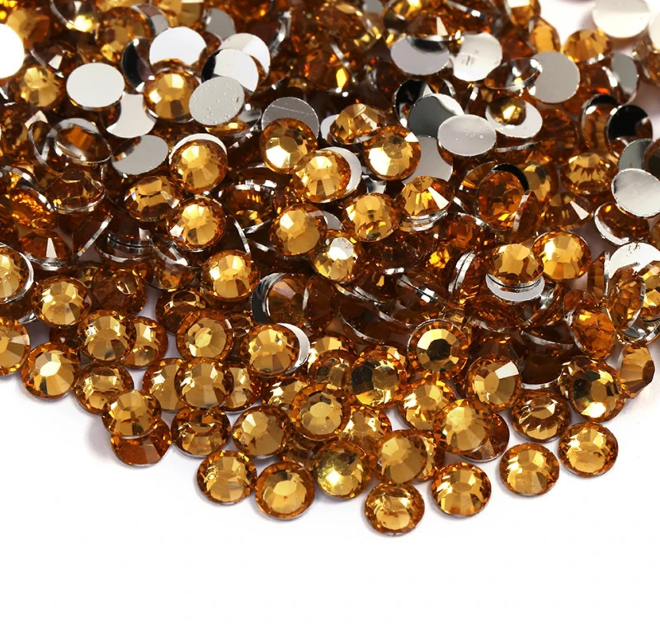 Resin Rhinestones, Topaz Silver Back