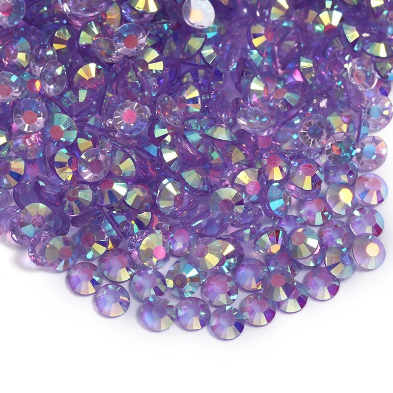 Resin Rhinestones, Violet AB Transparent