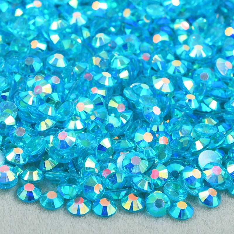 Resin Rhinestones, Sea Blue AB Transparent