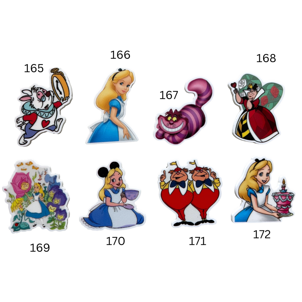 Flat Back Planar Resin Pieces, Alice & Friends