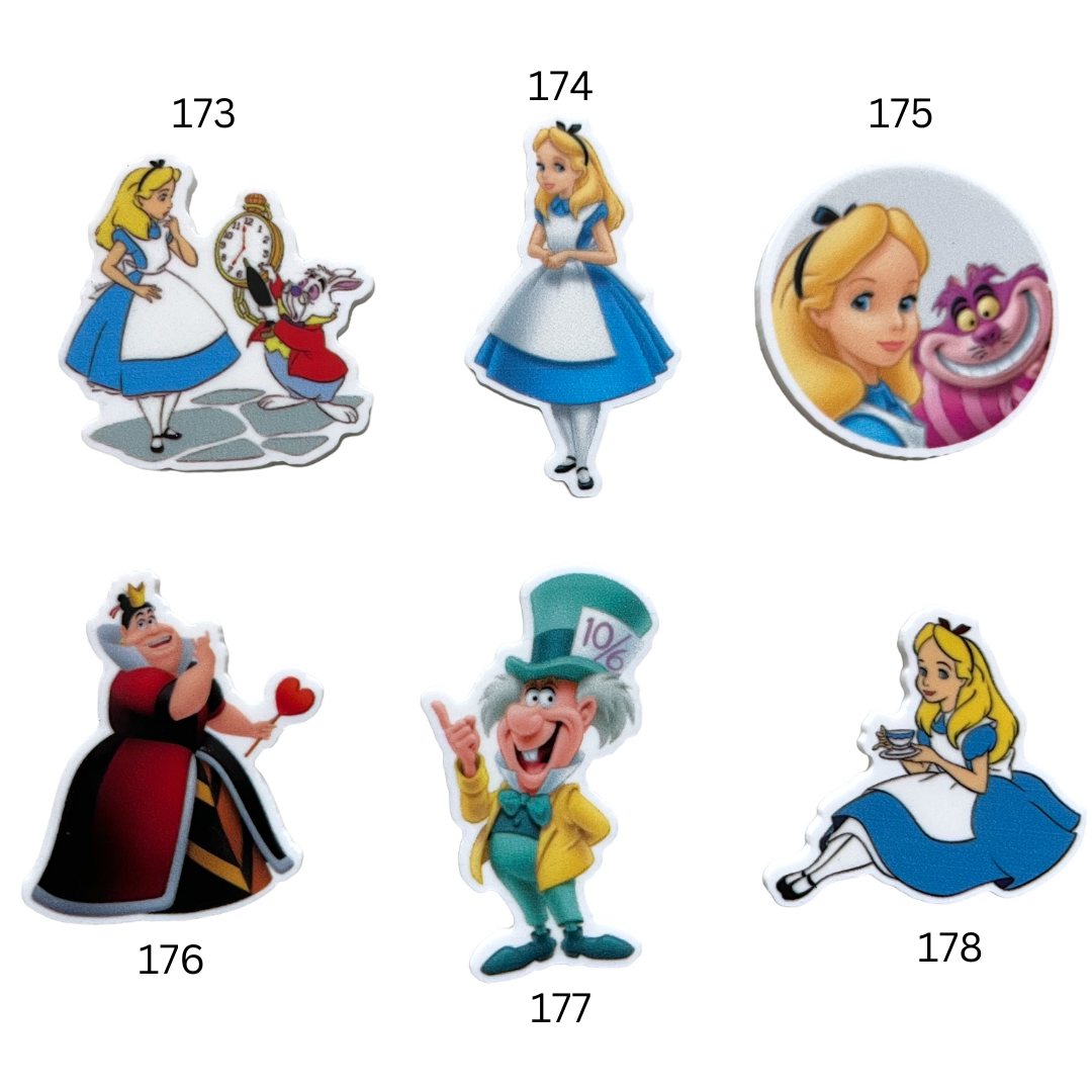 Flat Back Planar Resin Pieces, Alice & Friends