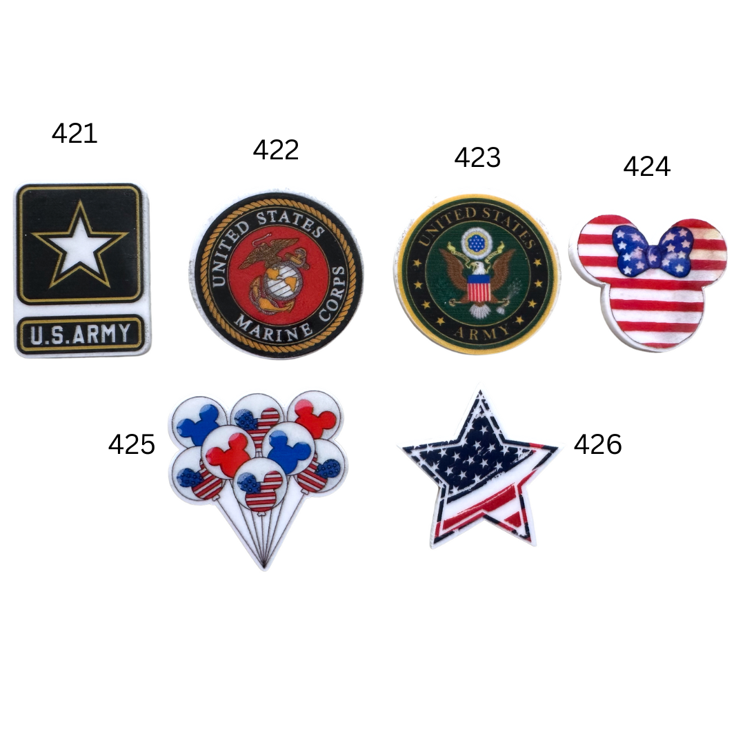 Flat Back Planar Resin Pieces, Patriotic