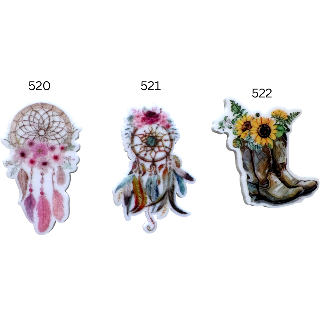 Flat Back Planar Resin Pieces, Boho Chic