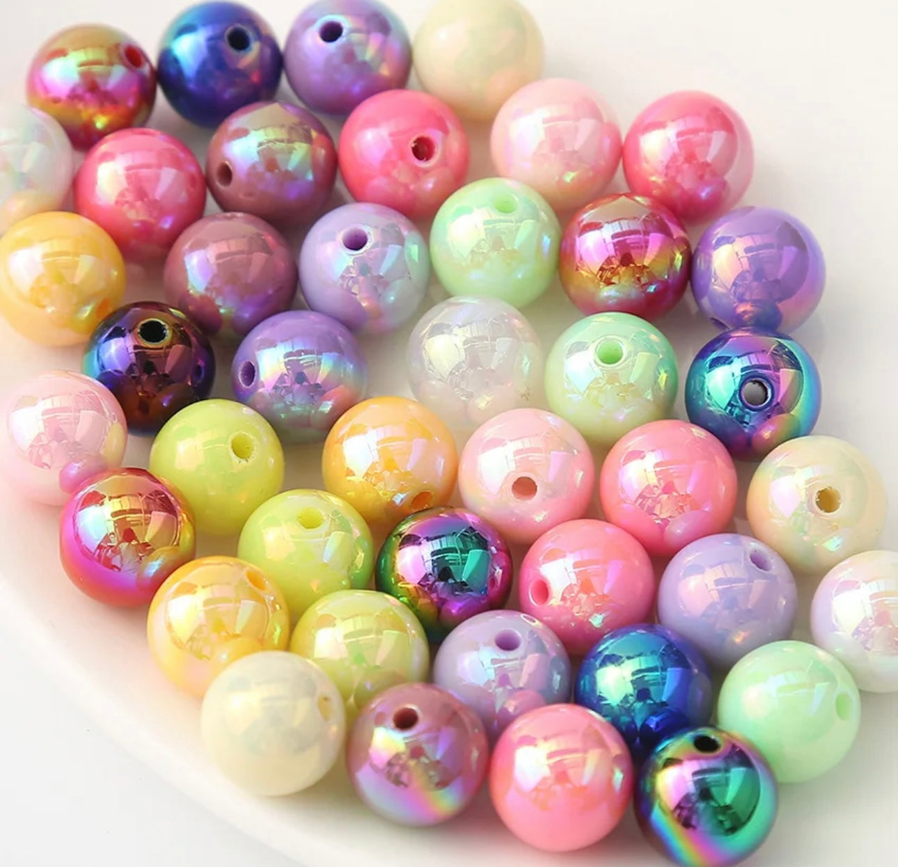 16mm Opaque Acrylic Beads W/AB Plating, Mutli-Color or Single Color, 50 pcs