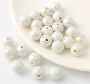 16mm Opaque Acrylic Beads W/AB Plating, Mutli-Color or Single Color, 50 pcs