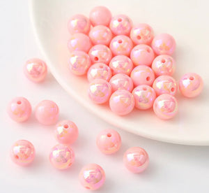 16mm Opaque Acrylic Beads W/AB Plating, Mutli-Color or Single Color, 50 pcs