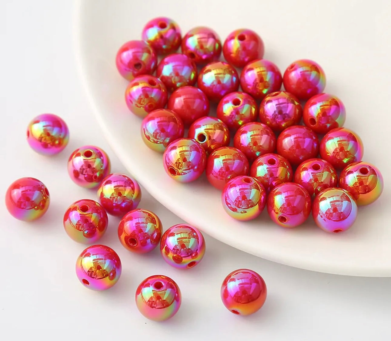 16mm Opaque Acrylic Beads W/AB Plating, Mutli-Color or Single Color, 50 pcs