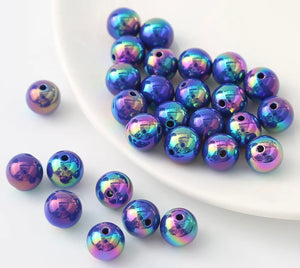 16mm Opaque Acrylic Beads W/AB Plating, Mutli-Color or Single Color, 50 pcs