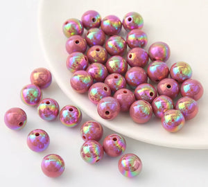 16mm Opaque Acrylic Beads W/AB Plating, Mutli-Color or Single Color, 50 pcs