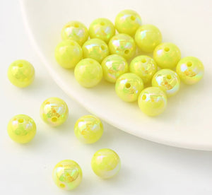 16mm Opaque Acrylic Beads W/AB Plating, Mutli-Color or Single Color, 50 pcs