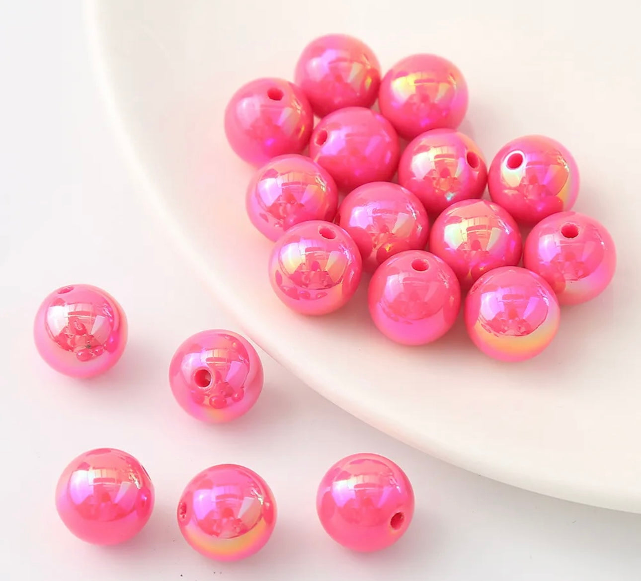 16mm Opaque Acrylic Beads W/AB Plating, Mutli-Color or Single Color, 50 pcs