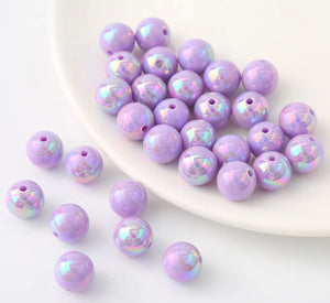 16mm Opaque Acrylic Beads W/AB Plating, Mutli-Color or Single Color, 50 pcs