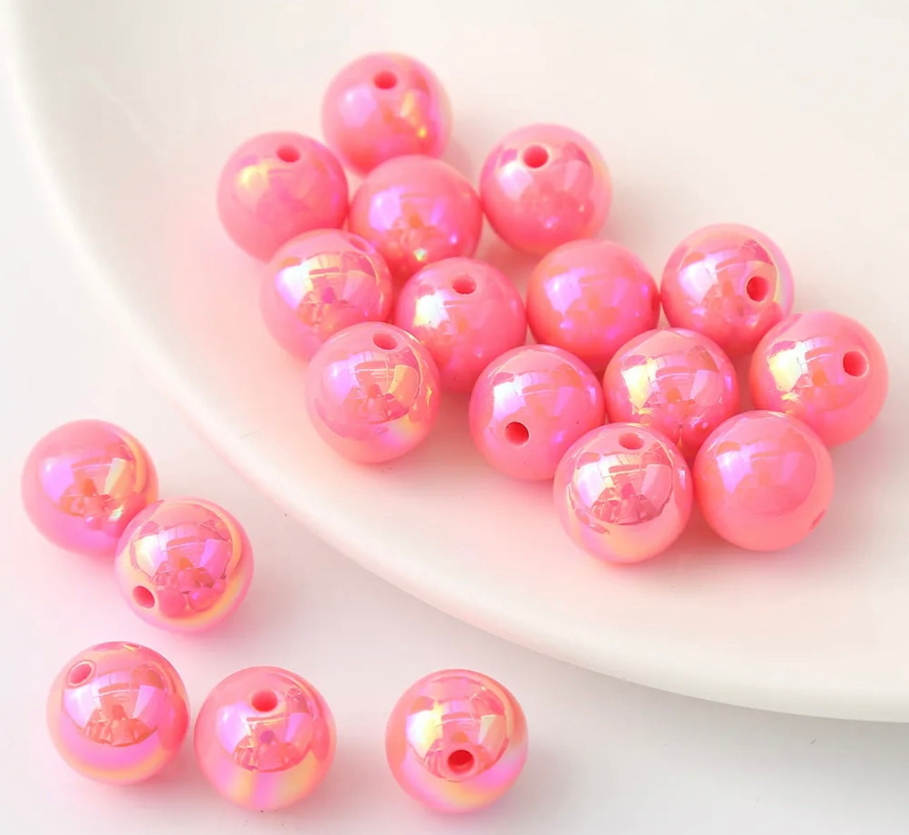 16mm Opaque Acrylic Beads W/AB Plating, Mutli-Color or Single Color, 50 pcs