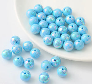 16mm Opaque Acrylic Beads W/AB Plating, Mutli-Color or Single Color, 50 pcs