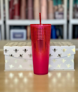 24 oz Double Wall Grid Tumbler, Assorted