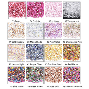 Glass Crystal Rhinestones, SS8/SS12 Filler Pack Mix 33-48