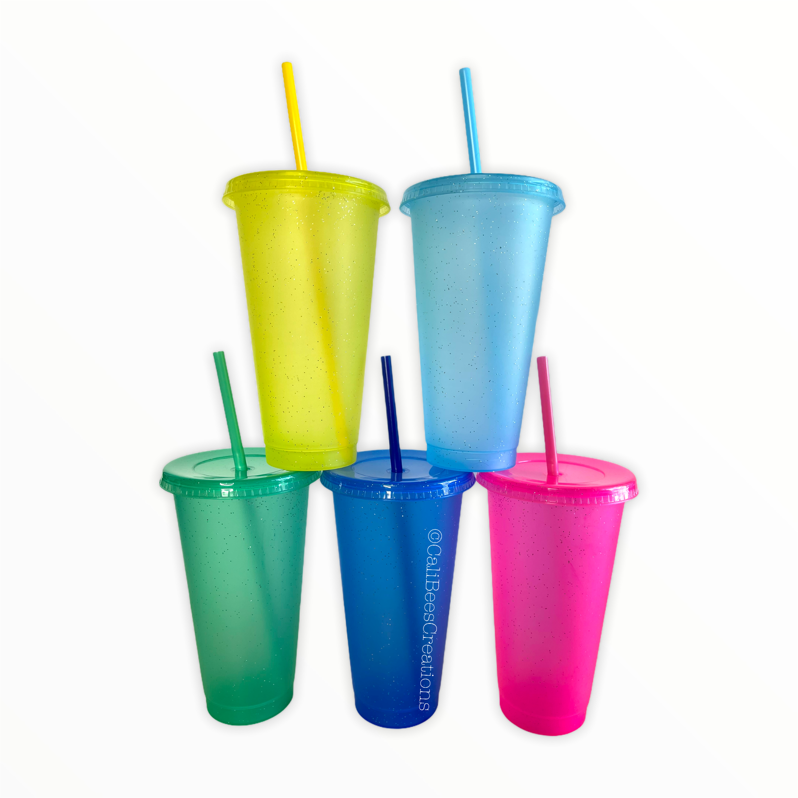 24oz Glitter Cold Cups, 5 Pack