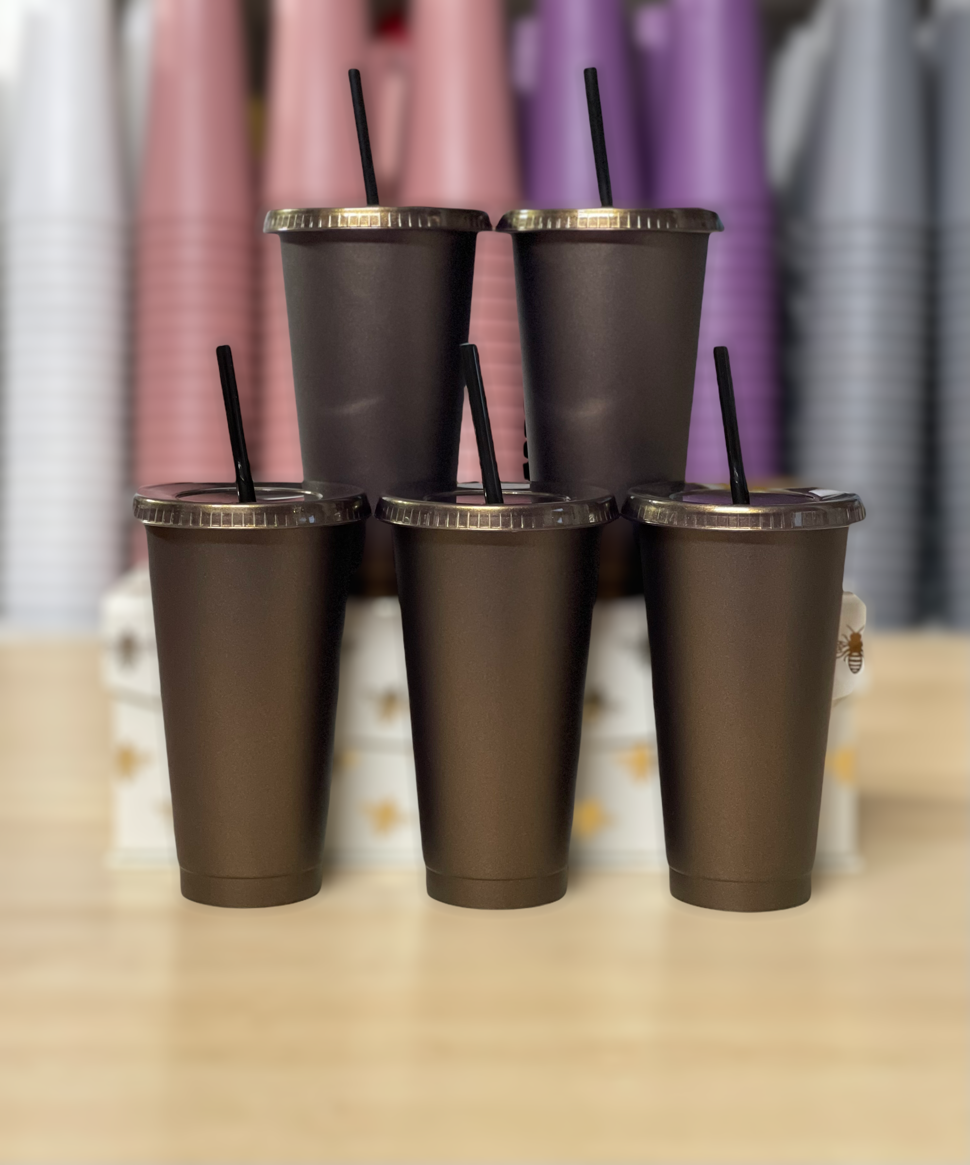 24oz Cold Cups, Metallic Bronze 5 Pack