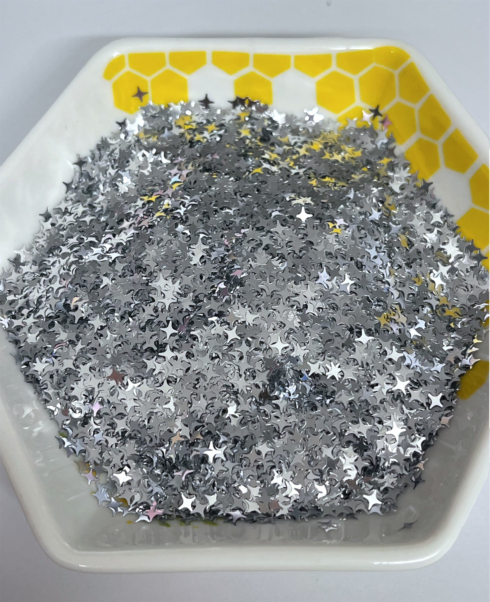 Shape Glitter, Silver 4 Point Stars