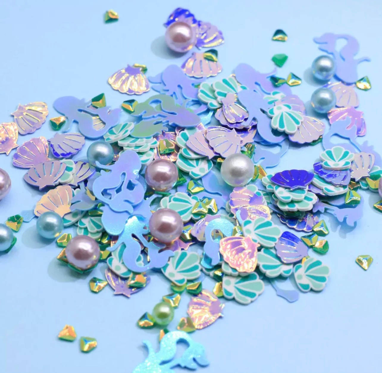 Polymer Clay with Sequins and Pearls, Under The Sea